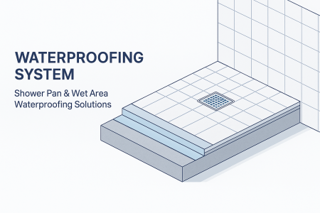 Waterproofing System - Shower pan waterproofing layered diagram